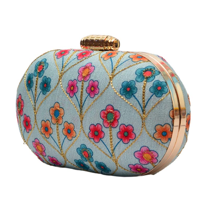 Artklim Embroidered Clutch Bag For Women With Detachable Strap (Multicolor 2)