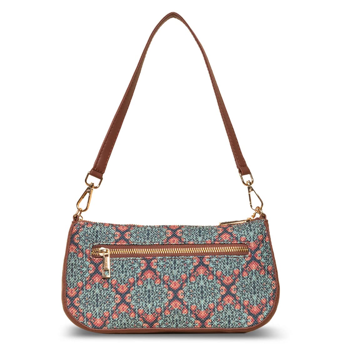 ZOUK Baguette Bag | Crossbody Bags for Women | Women's Handbags | Stylish Sling Bag for Woman | Vegan Leather Evening Bag | Travel & Office Use | Purse and Wallet | Kolkata Nouveau Print