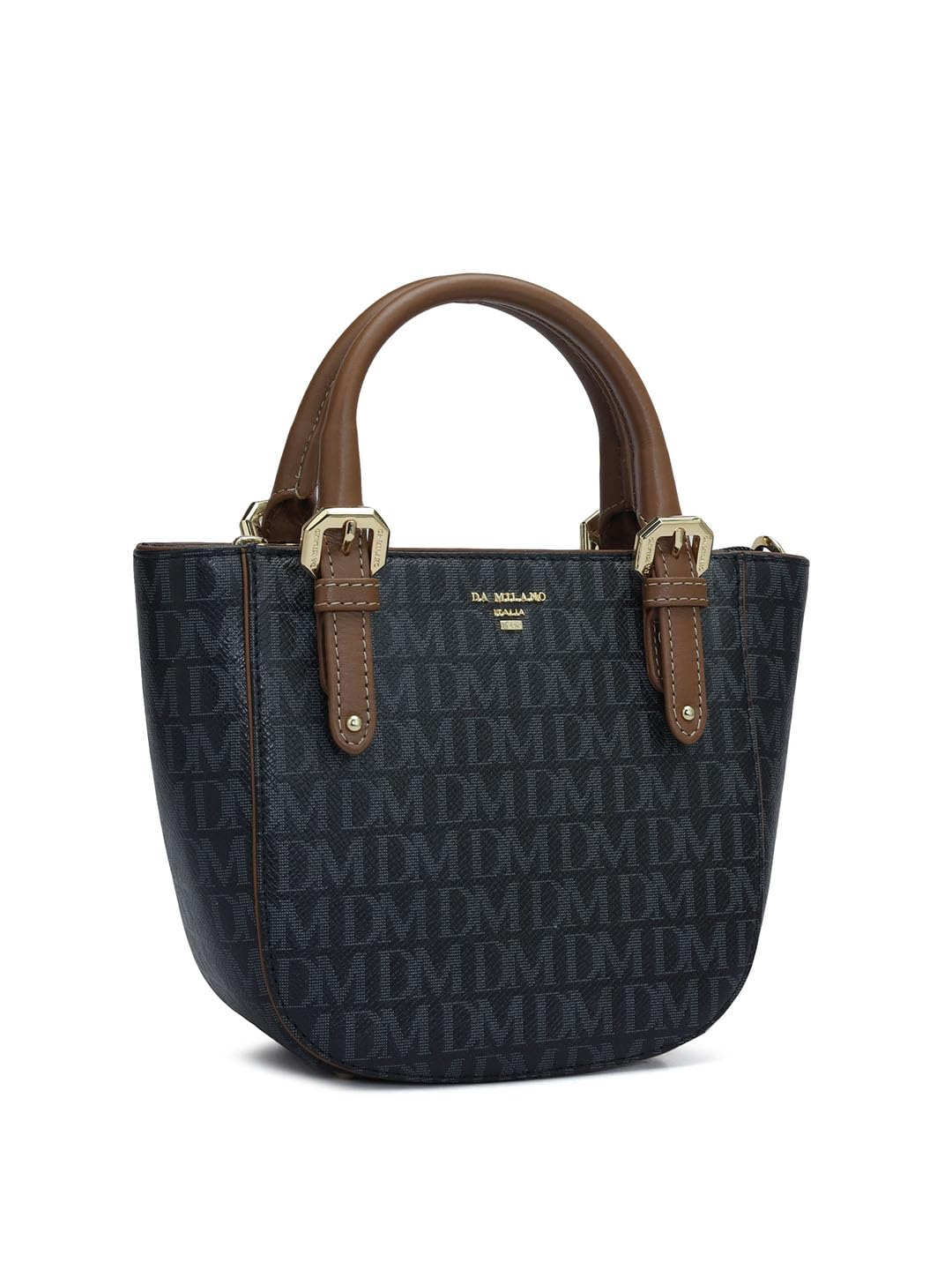 Da Milano Genuine Leather Black Satchel (Small) (00975A)