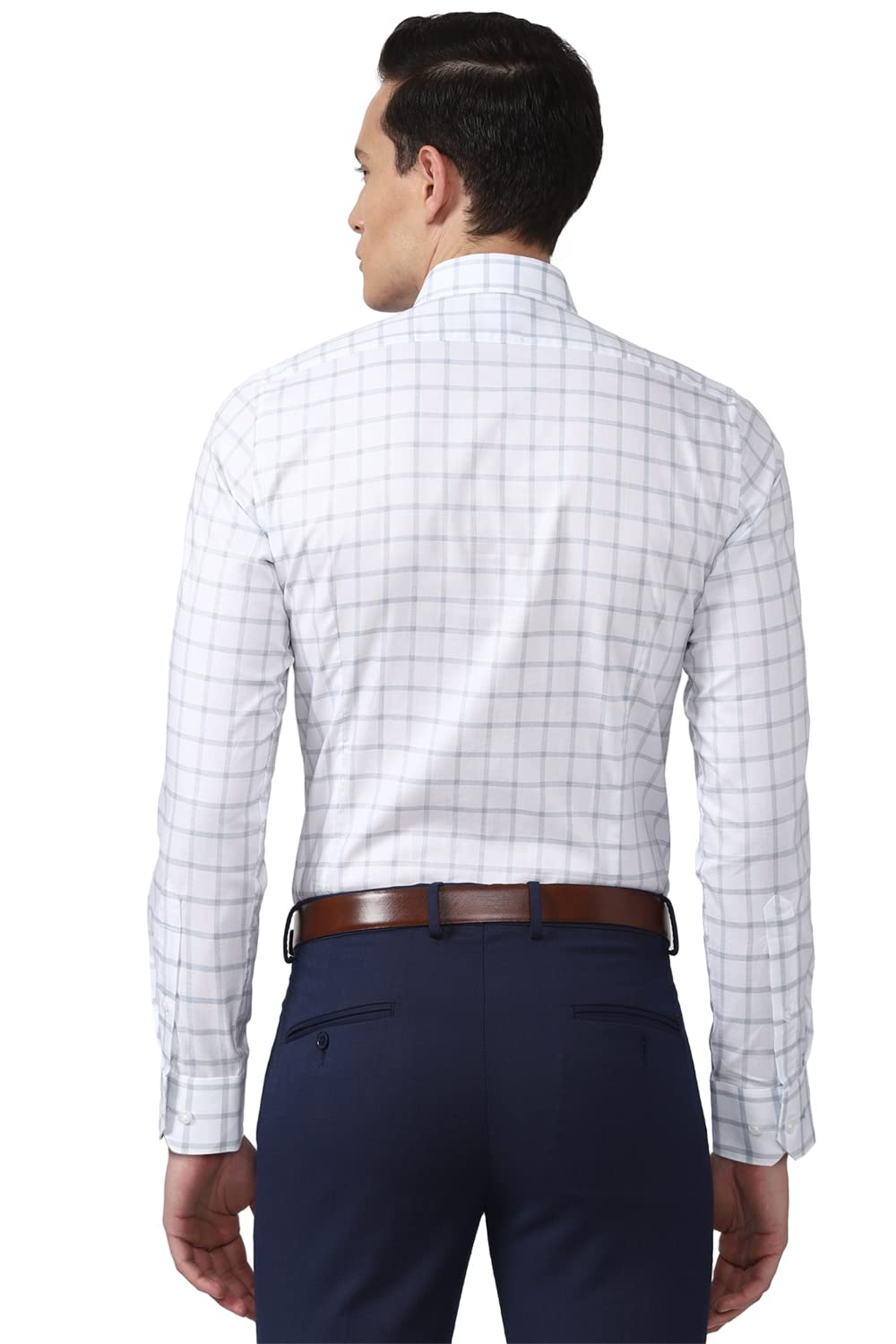 Van Heusen Men's Checkered Slim Fit Shirt (VHSFRSLBE35629_Medium Blue 42)