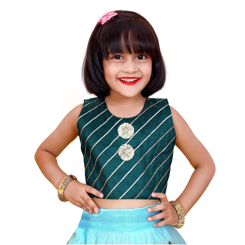 satyamfab Princess Lehenga Choli Set with Mirror Embroidery & Soft Net Dupatta - Ready to Wear for Girls.(12-18 Months)