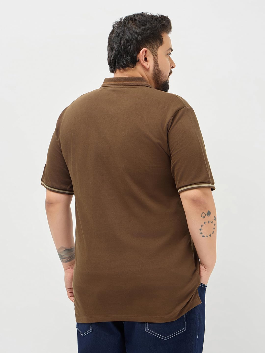 Urbano Plus Men's Dark Brown Solid Regular Fit Half Sleeve Cotton Polo T-Shirt (pluspolosolcntipp-03-dbrown-4xl)