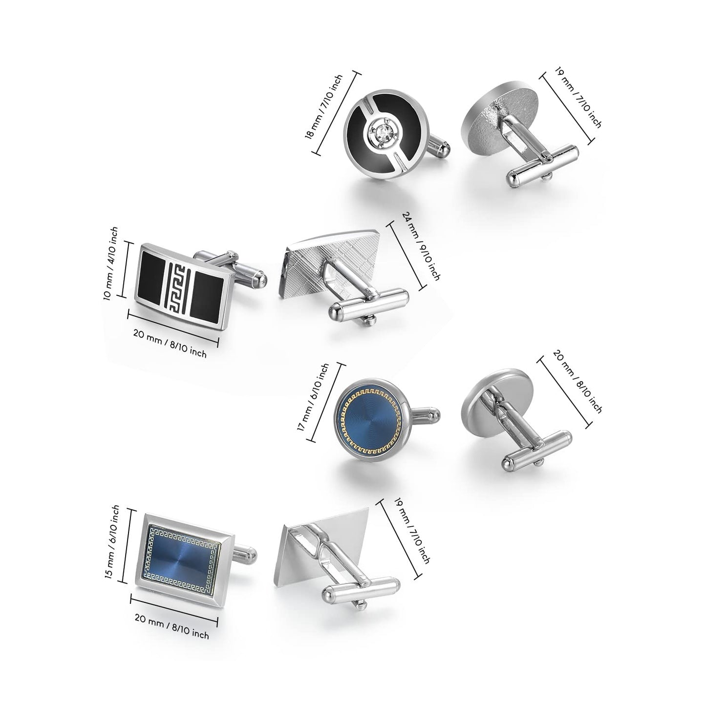 UJOY Mens Cufflinks Set 4 Pairs Formal Business Shirts Dress Buttons Cuff Link Box Packed T0204001, Metal, brass