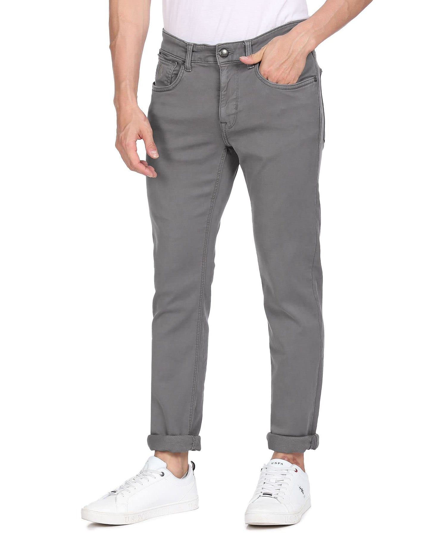 U.S. POLO ASSN. Men's Mid Rise Slim Jeans (UDJEN0472_Grey_32)