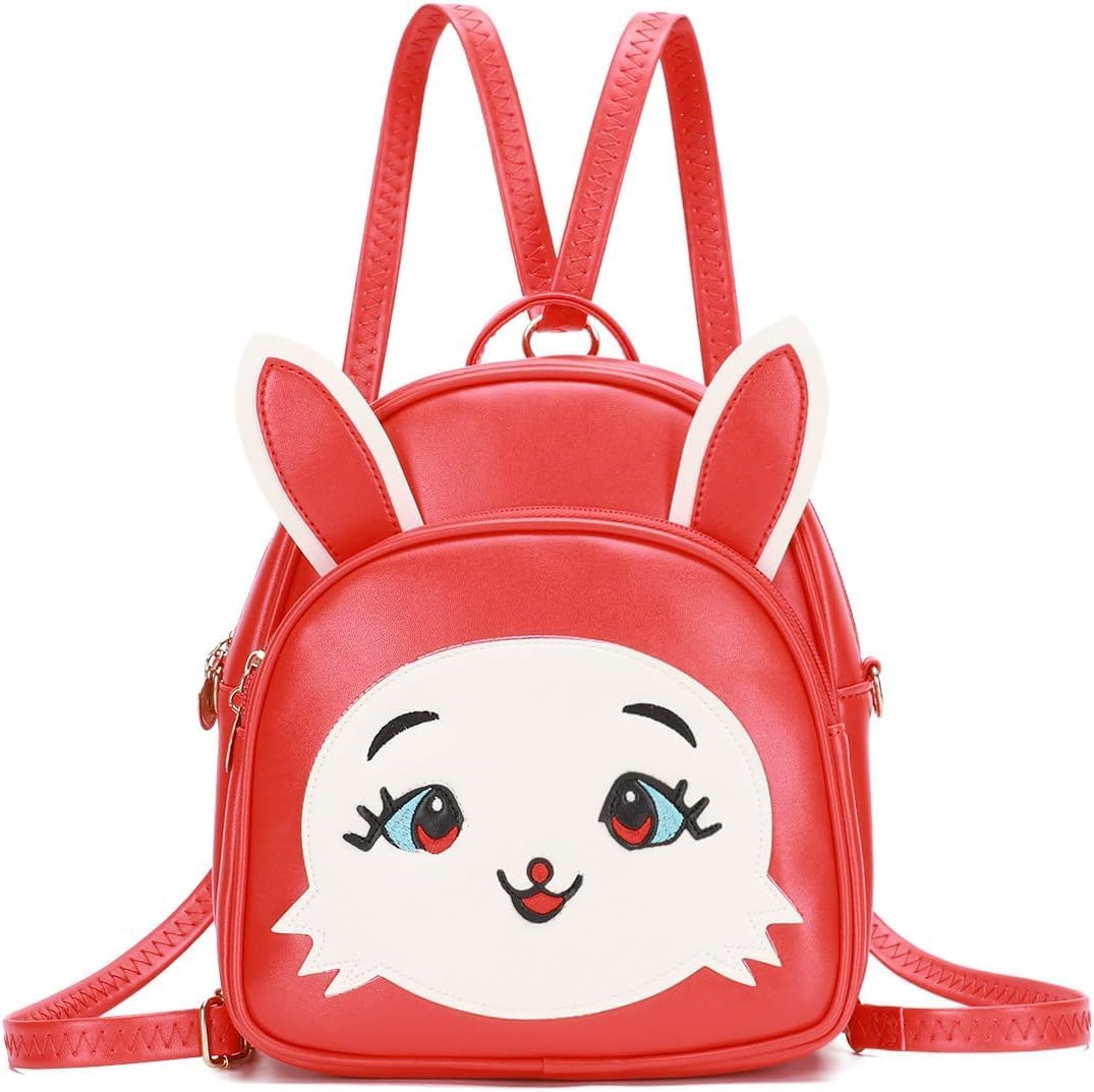ShopyVid Cute Mini Convertible Backpack for Girls (Red Cat)