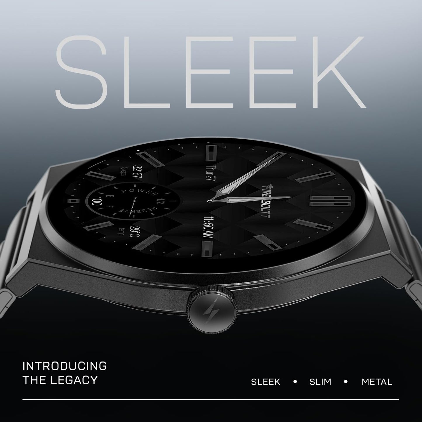 Fire-Boltt Phoenix Nova Smartwatch 1.43” Slim Super AMOLED Display, 466x466 Pixel Always-On Display, Bluetooth Calling, Health Tracker for Men & Women Obsidian Black