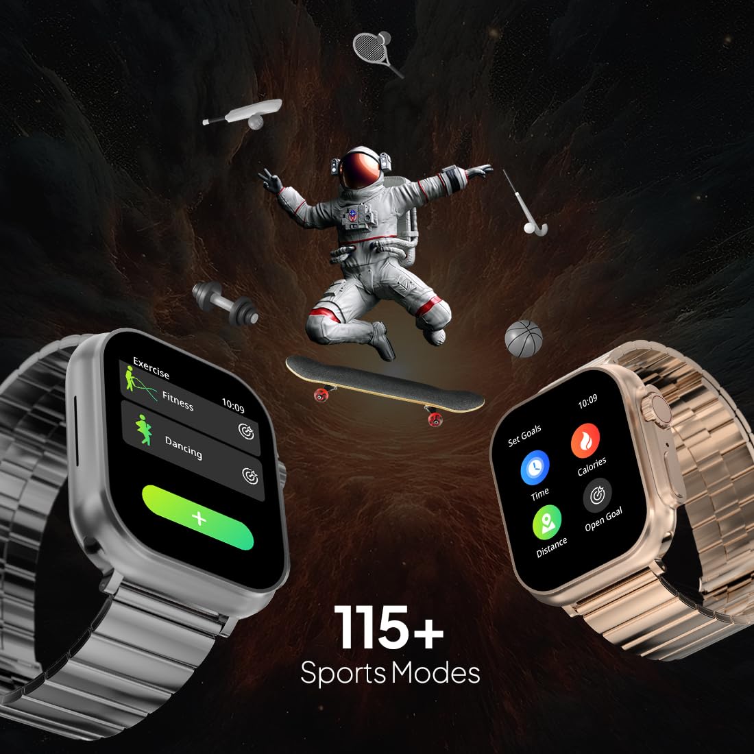 Fire-Boltt Gladiator + 1.96 AMOLED Display Luxury Smartwatch, Rotating Crown, 115+ Sports Modes & Bluetooth Calling, AI Voice Assistant, Gaming