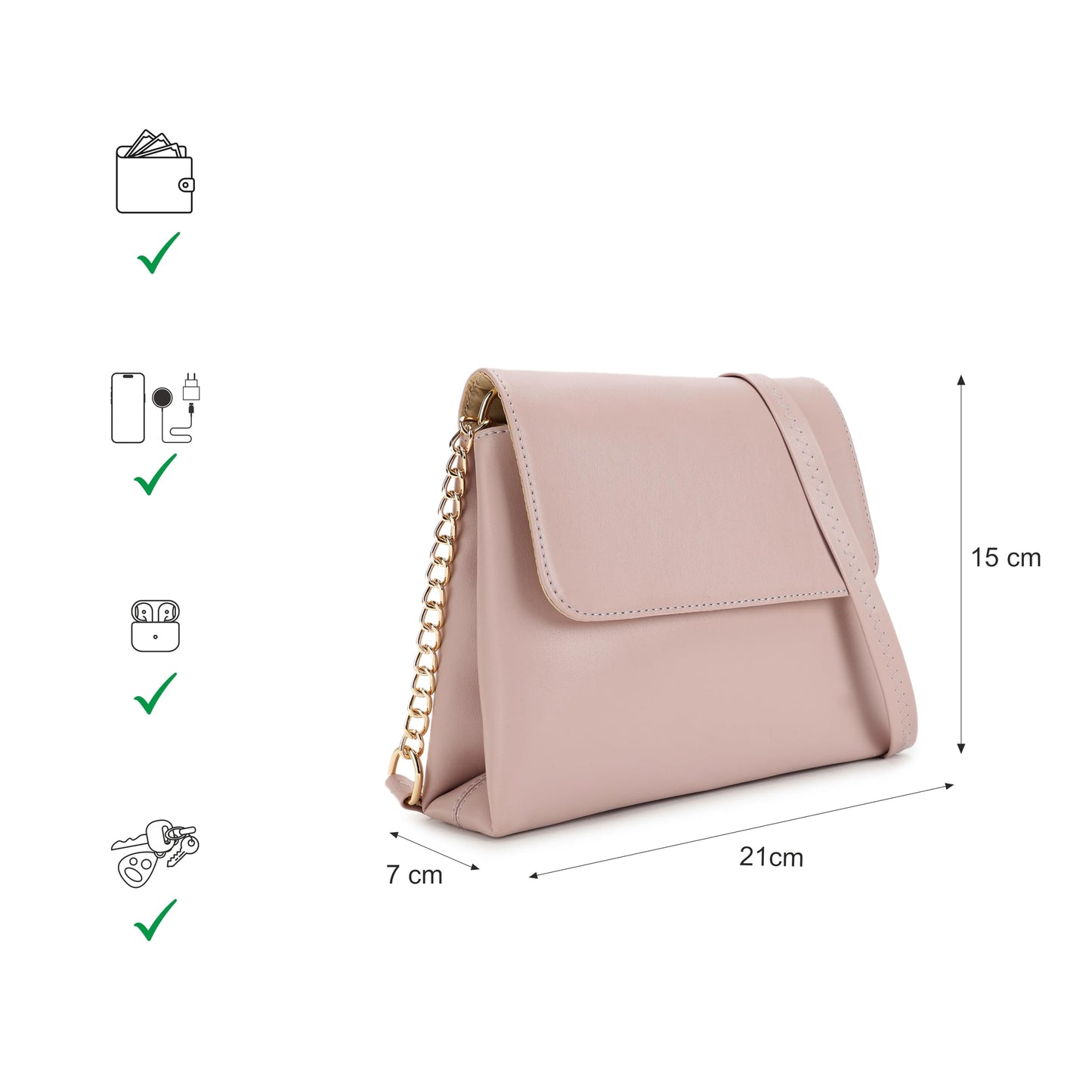 Fastrack Structured Sling Bag for Women, Girls & Ladies | Stylish Trendy Sling Bag | Sling for Casual Carry | Ladies Purse Handbag