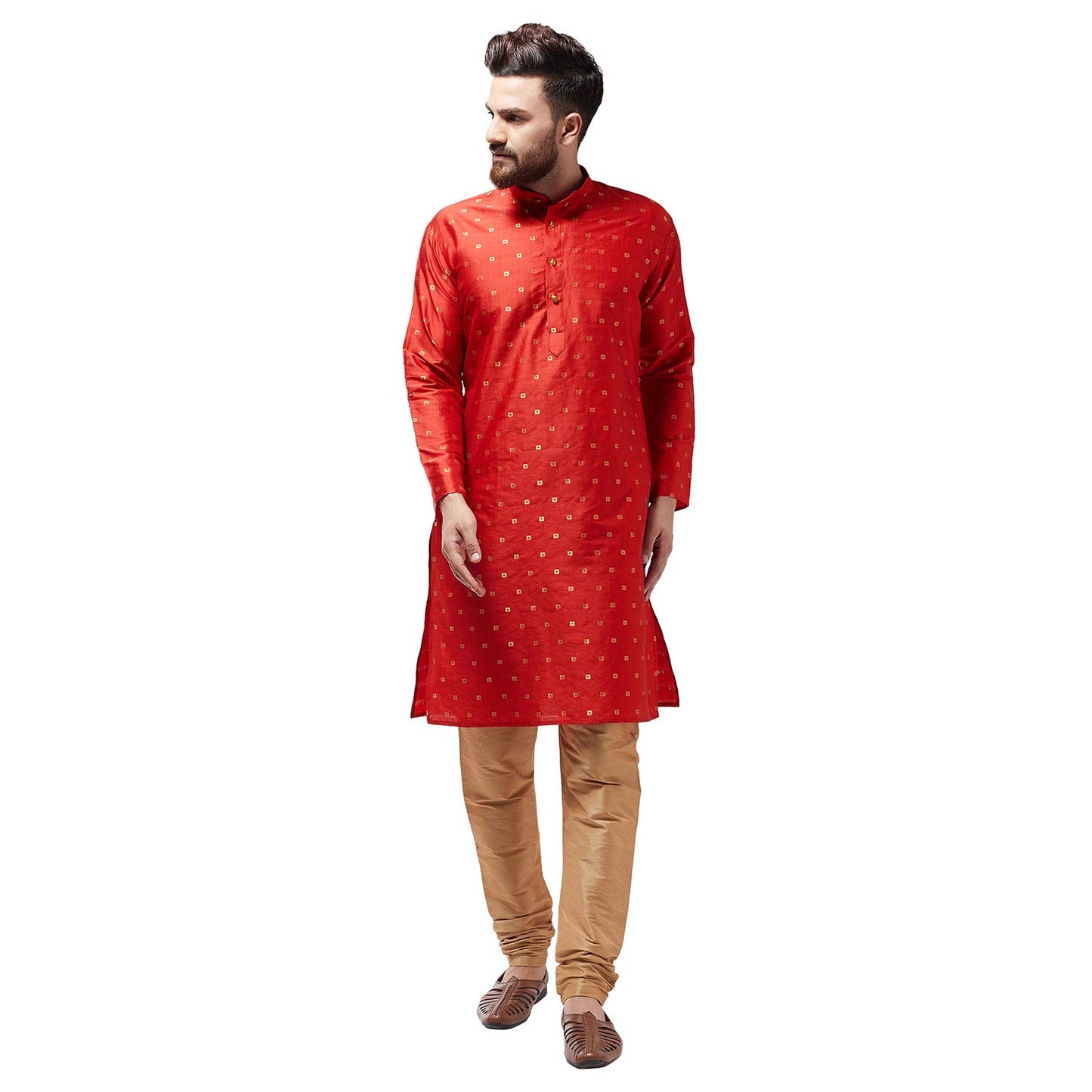 SOJANYA (Since 1958 Men's Silk Blend Maroon Printed ONLY Long Kurta Size: 36