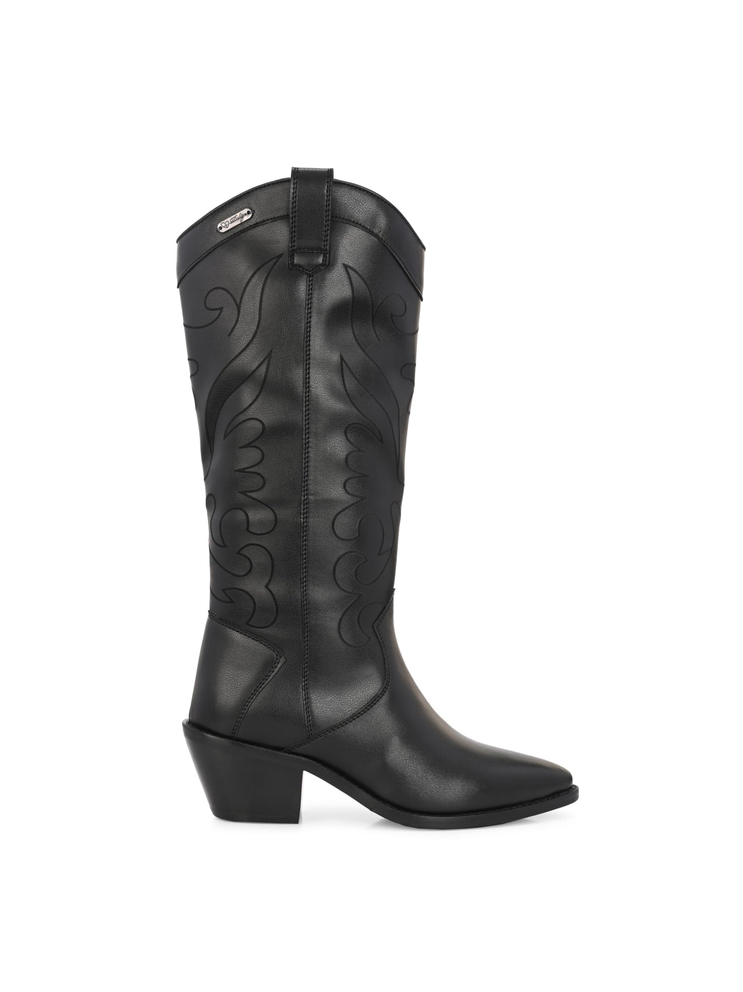 Delize Black Women Knee ankle boots with track outsole 64663-40