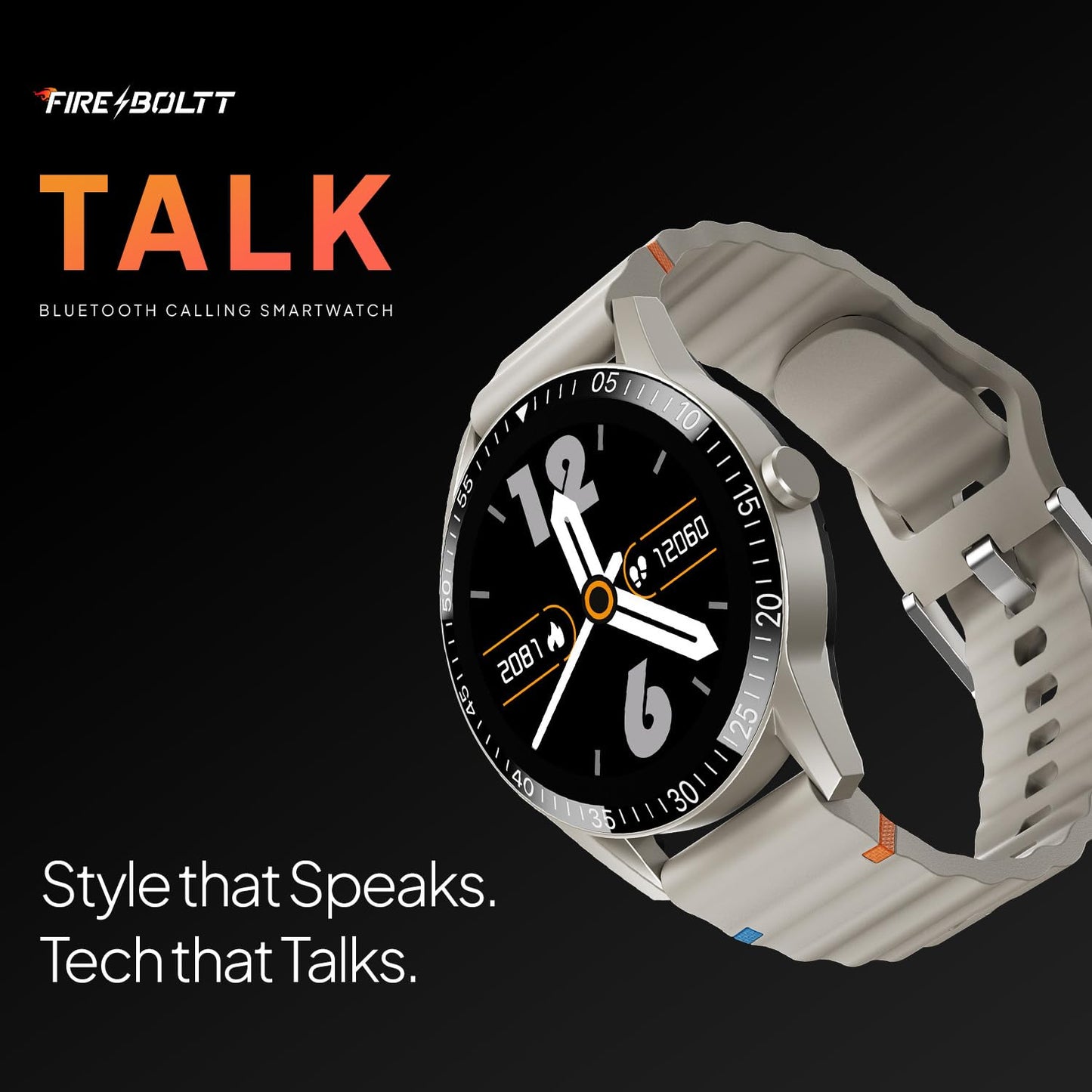 Fire-Boltt Talk Bluetooth Calling Smartwatch, 1.39" TFT Display with Dual Button, Hands On Voice Assistance, 120 Sports Modes, in Built Mic & Speaker (Talk, Beige)