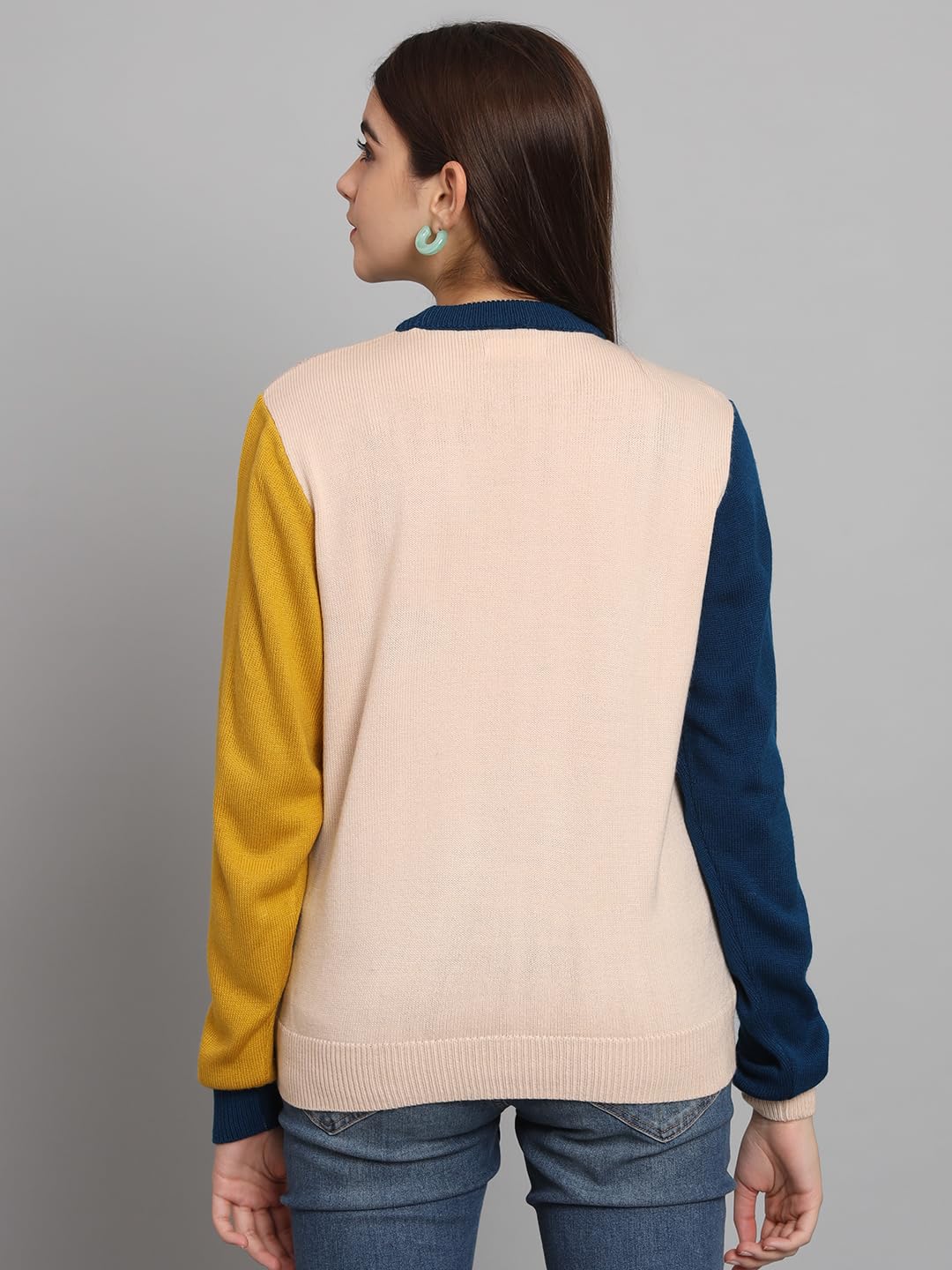 THE DRY STATE Womens Facial Expression Graphic Multicolour Pullover Sweater