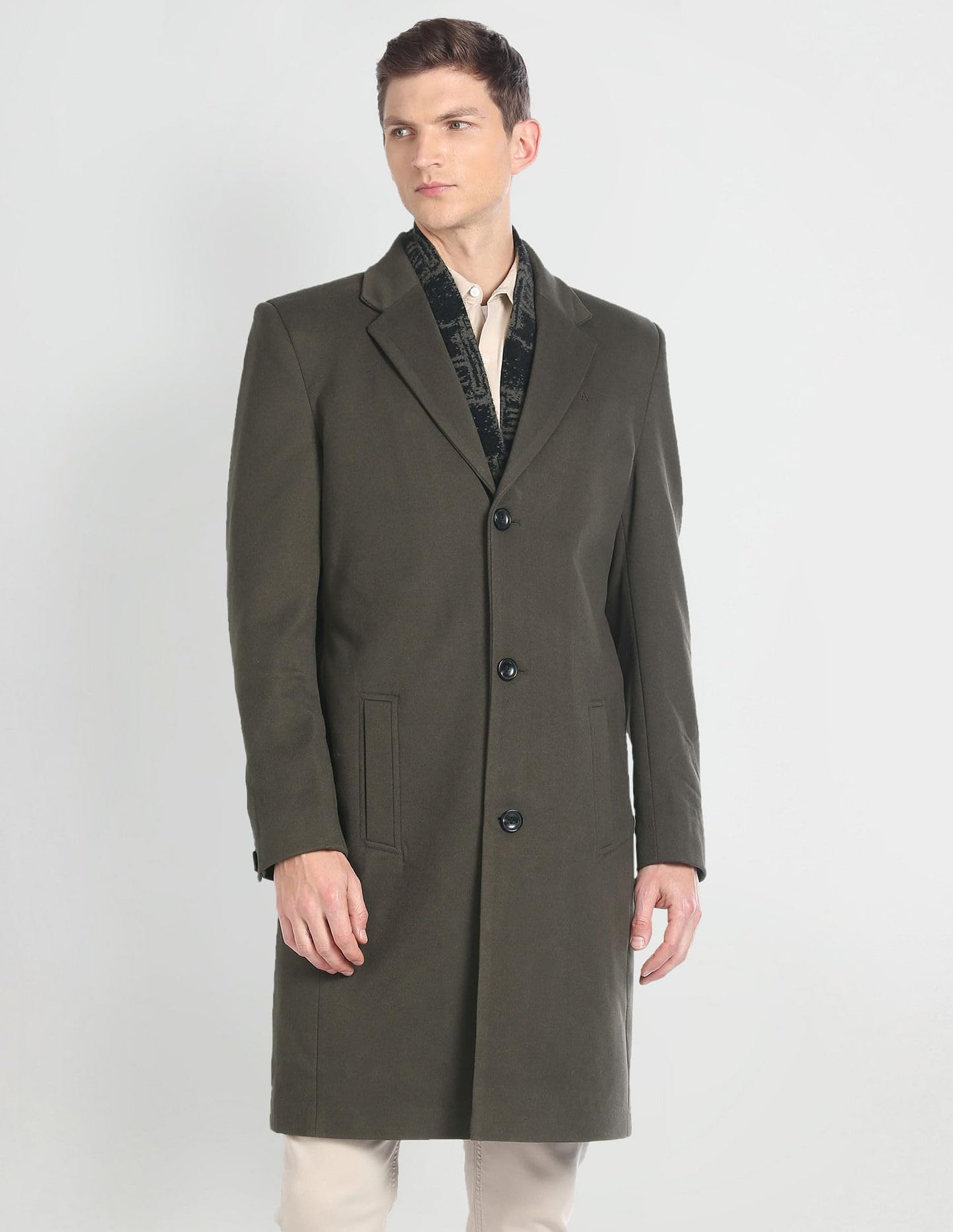 Arrow Men's Polyester Trench Standard Length Coat (ASAGJK4788_Olive, 2XL