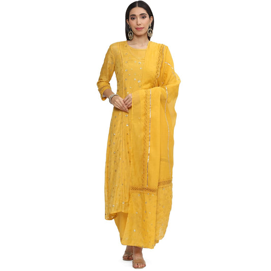 BIBA Women's Cotton Blend Salwar Suit Set (SKDNOOR8569SS23MAN_Green