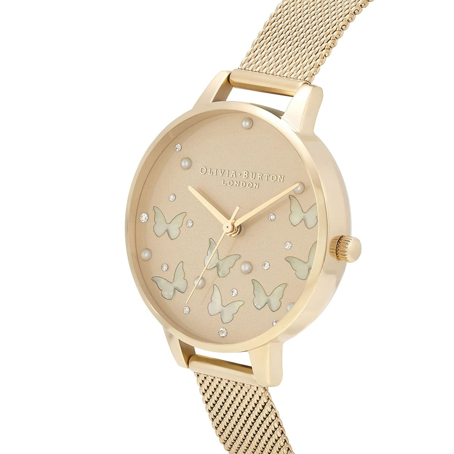 Olivia burton Sparkle Butterfly Analog Gold Dial Women's Watch-OB16MB37