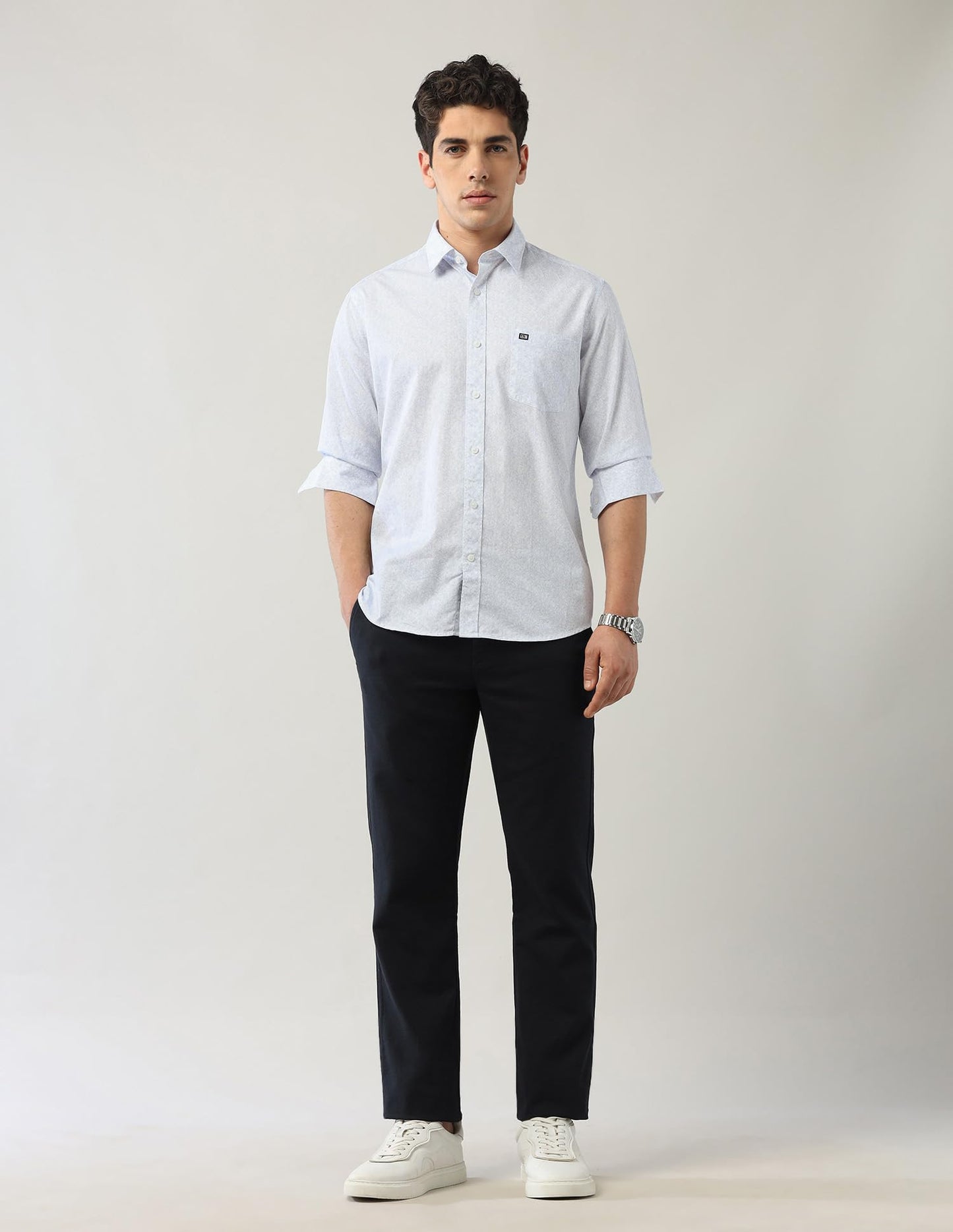 Arrow Sports Men's Floral Slim Fit Shirt (ASAJSH1651_Light Blue