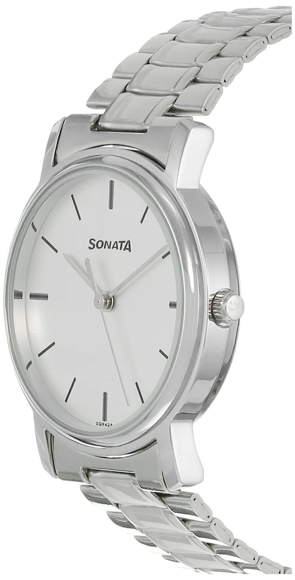Sonata Quartz Analog White Dial Silver Stainless Steel Strap Watch for Men - NT1013SM01