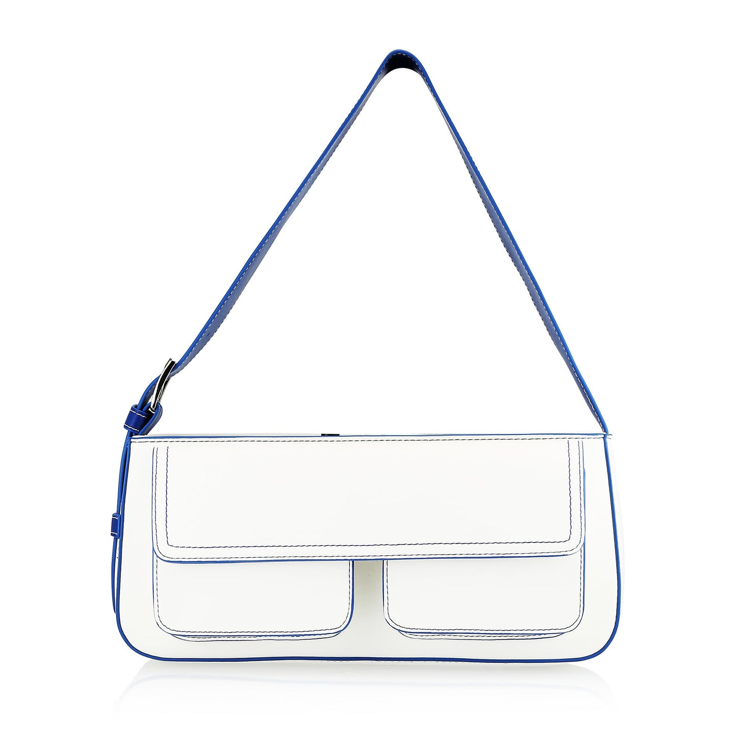 Fastrack Solid PU Zipper Closure Women's Casual Shoulder Bag (Blue, MEDIUM)