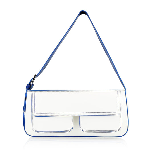 Fastrack Solid PU Zipper Closure Women's Casual Shoulder Bag (Blue, MEDIUM)