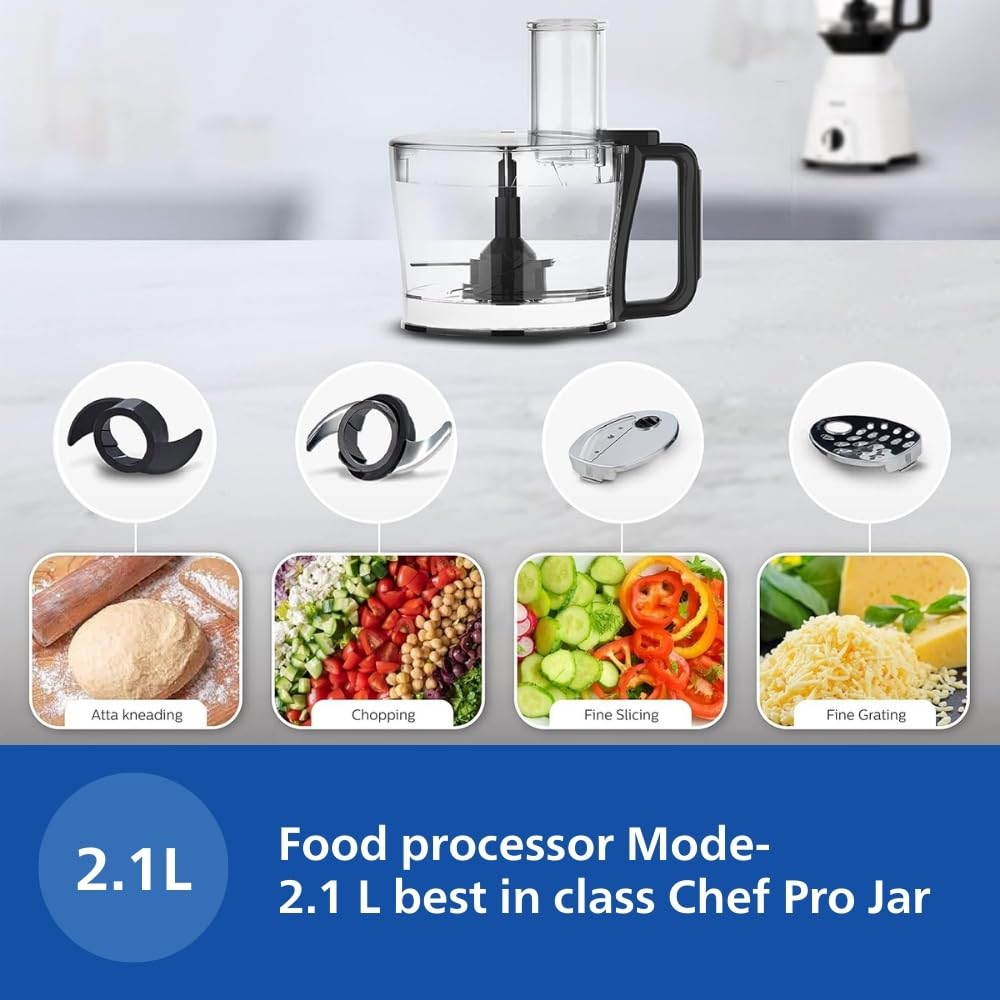 PHILIPS Mixer Grinder 750 Watt, 3 in 1 (Mixer Grinder + Juicer + Food Processor) 4 Jar (HL7763/00)