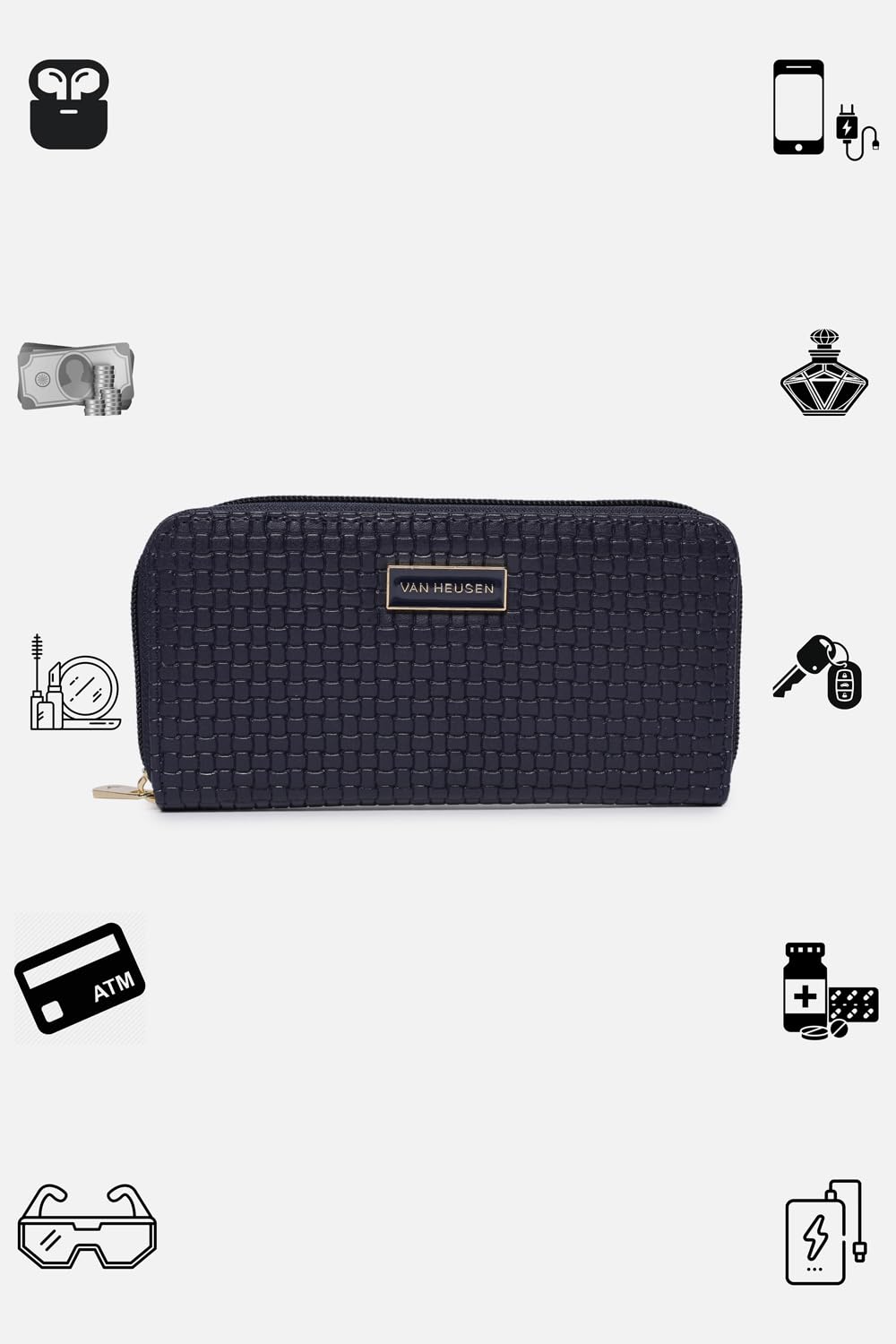 Van Heusen Synthetic Women's Clutch (Navy)