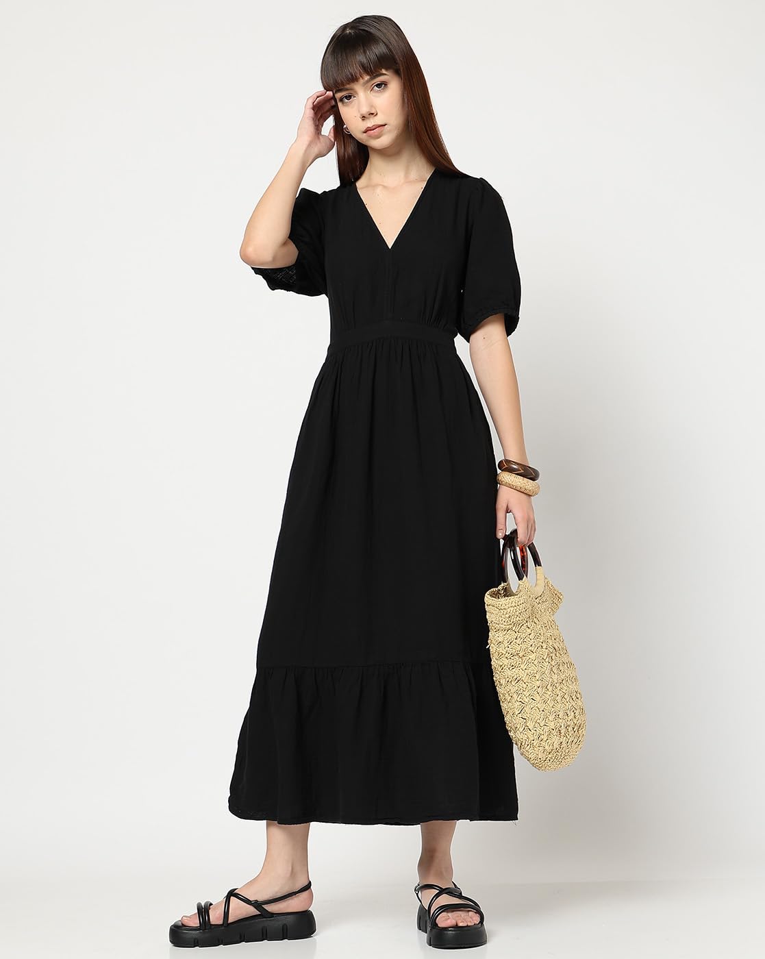 GAP Women's Cotton Classic Maxi Casual Dress (442711429_Black