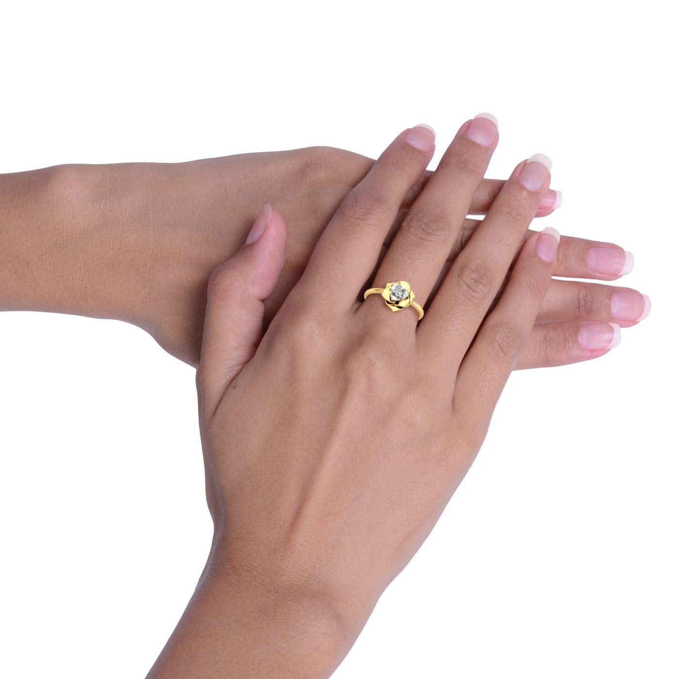 KuberBox 18KT Yellow Gold Blooming Beauty Ring for Women