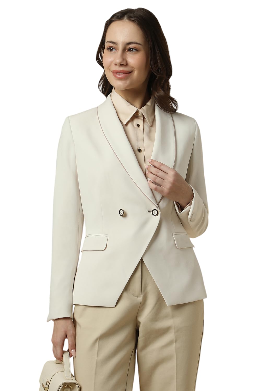 Allen Solly Women Beige Regular Fit Blazer
