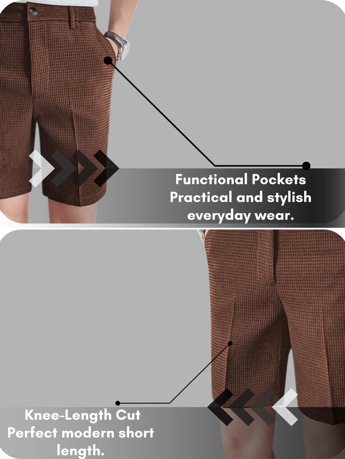 GRECIILOOKS Casual Men Shorts | Rich Regular Fit Solid Short with Side Pockets | Relaxed Fit Half Pants | Mid Rise Waist Coffee