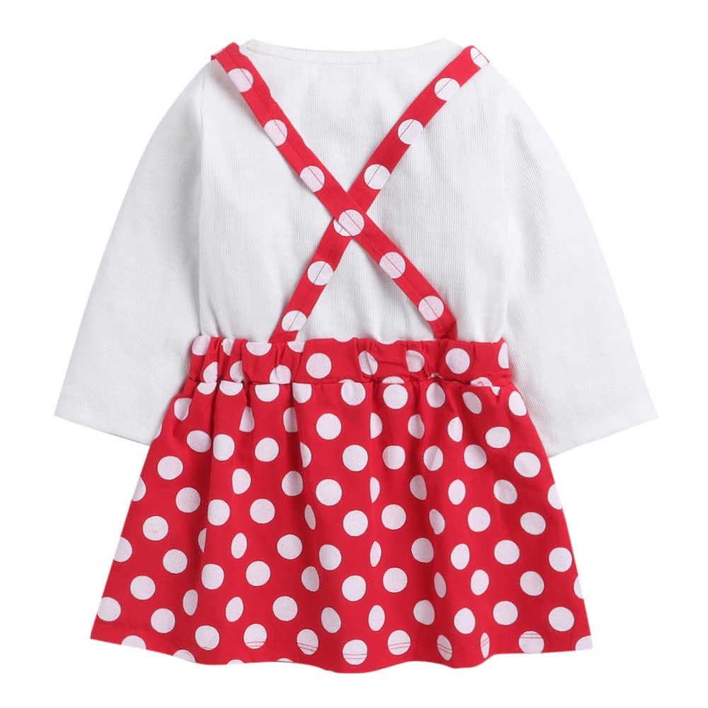 Hopscotch Girls Knee Length Casual Dresses in Red Color For Ages (3-4 Years)