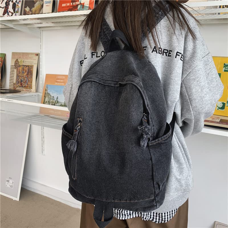 MHT BY MOHIT® New Simple Schoolbag – Denim Canvas Washed Versatile Backpack for Men & Women, Couples