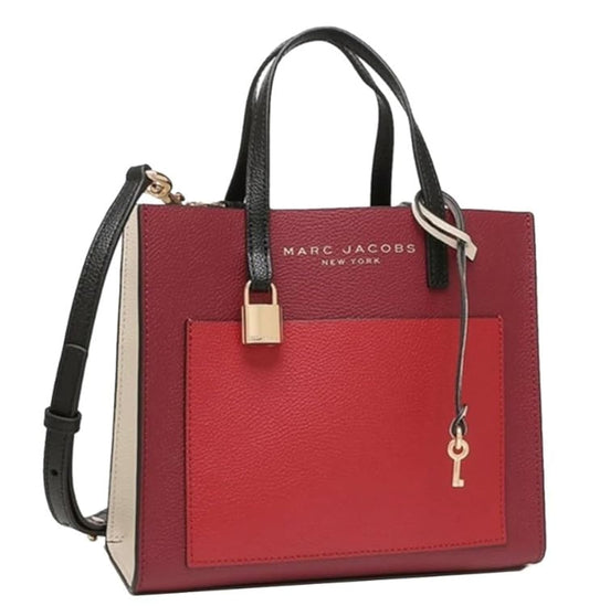 Marc Jacobs M0016132607 Mini Grind Pomegranate Red Multi Leather With Gold Hardware Mini/Small Women's Tote Bag, Pomegranate Red Multi, S, Tote Bag