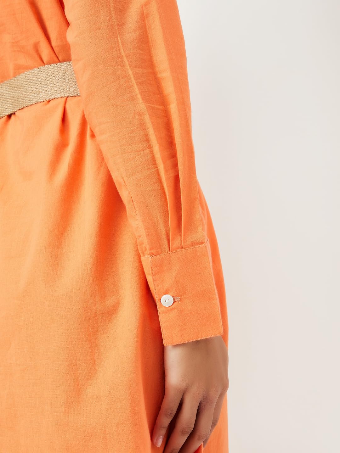 Max Women's Cotton A-Line Midi Dress (WB55001_Orange