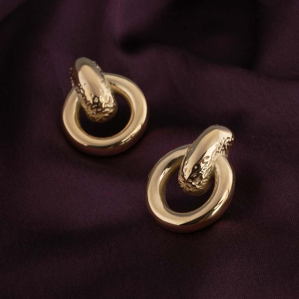 PALMONAS Gold Loop Stud Earring for Women - Gift for Girls & Women | Waterproof & Anti-Tarnish Earrings