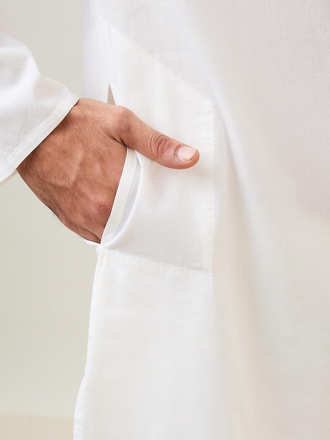 Raymond Sleepz Men Comfort Fit Solid Pattern Pure Cotton Mandrin Collar Sleepz Kurta Set (Size: L)-AEUC00013-F1