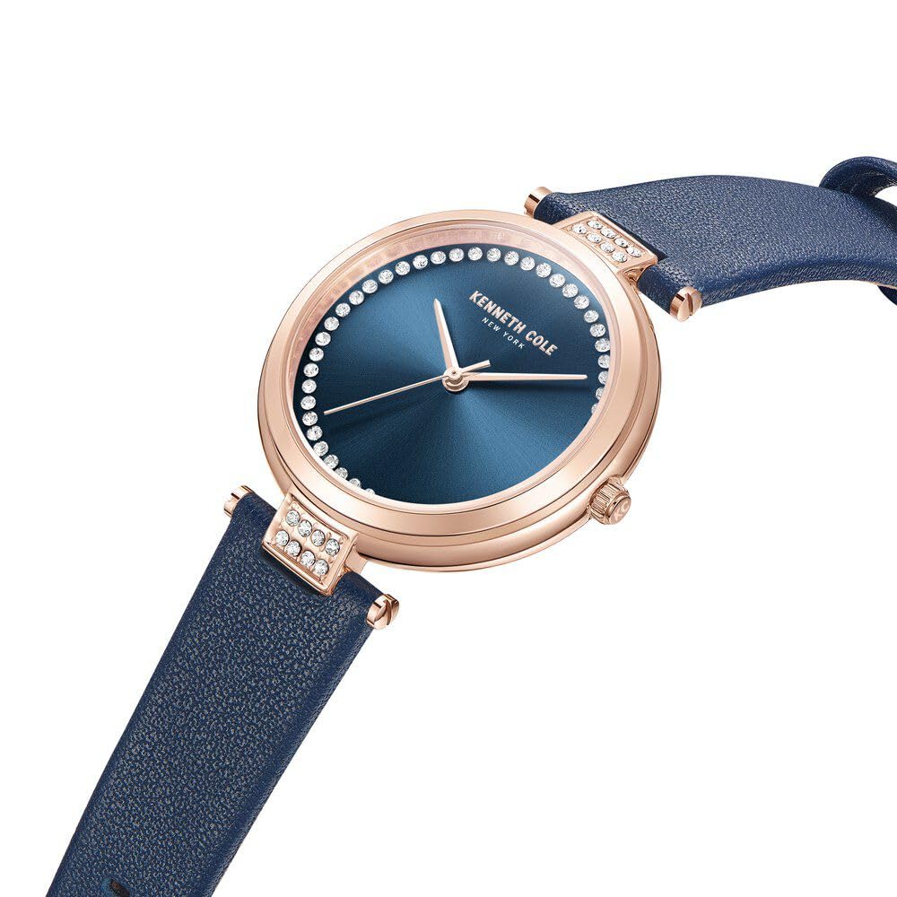 Kenneth Cole Quartz Analog Blue Dial Blue Leather Strap Watch for Women-KCWLA0026803LD