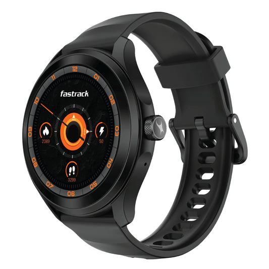 Fastrack VOX Pro Smart Watch with Offline Voice Commands,to-Do List, Rotary Crown, 1.38” TFT Display, BT Calling, 24/7 Health Suite, SpO2, HRM, Sleep Tracking, IP68 Water Resistant - Onyx Black