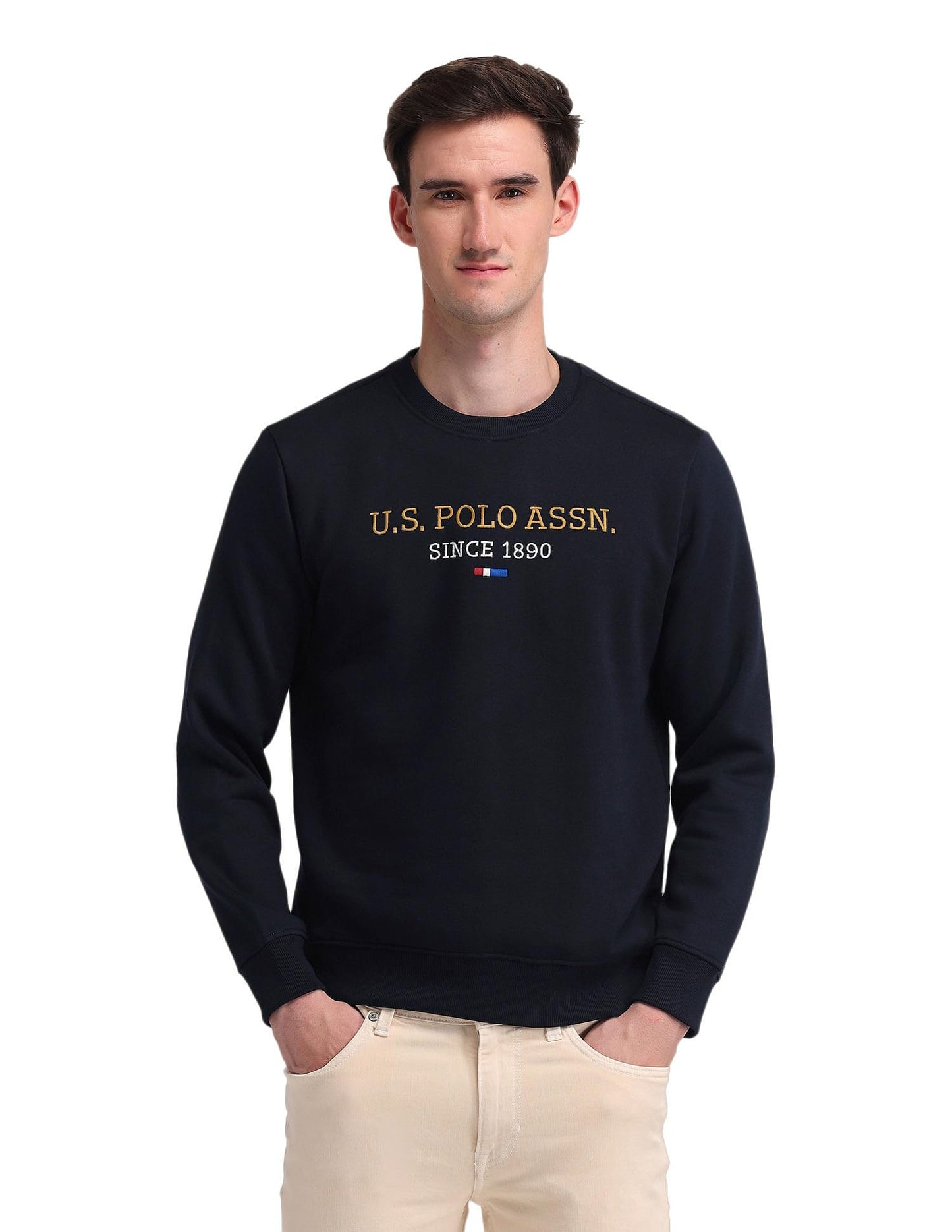 U.S. Polo Assn. Men's Cotton Crew Neck Sweatshirt (USSWS4158_Blue