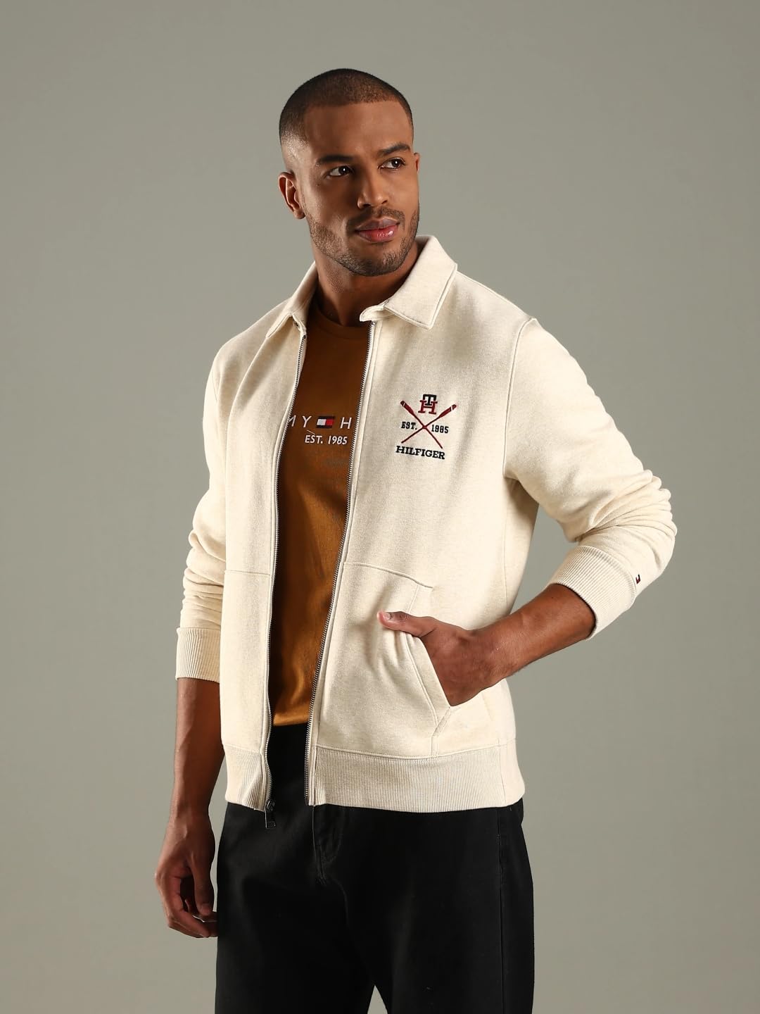 Embroidered Logo Regular Fit Cotton Jacket