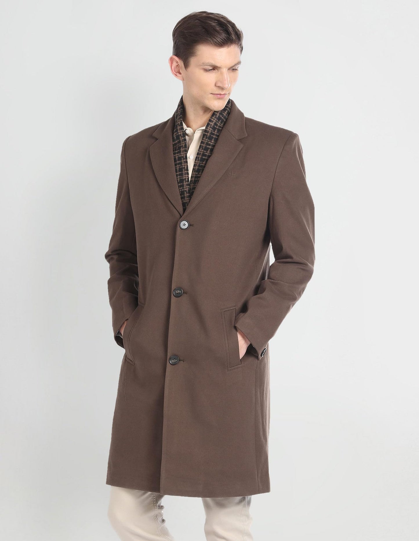Arrow Men's Polyester Trench Knee Length Coat (ASAGJK4790_Brown, 2XL