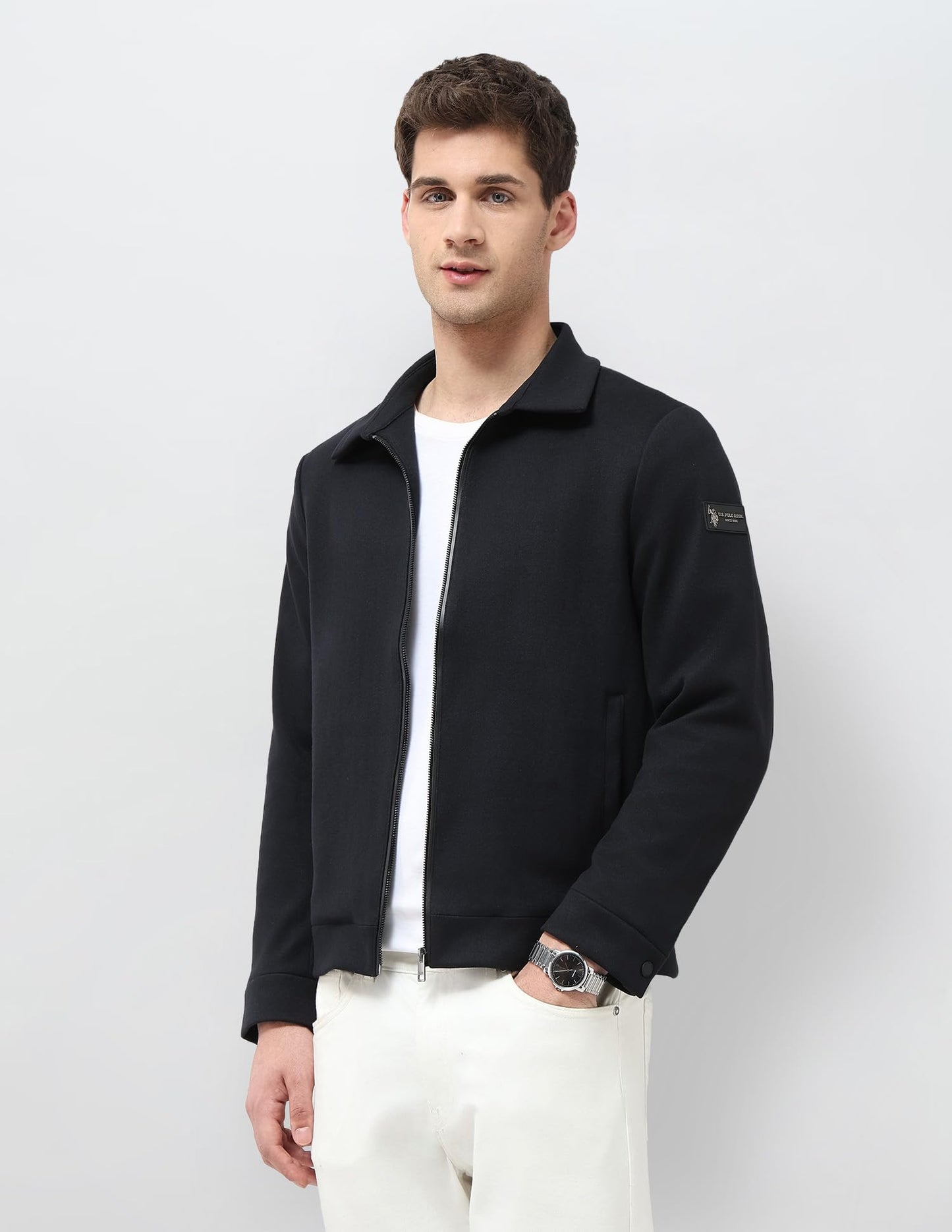U.S.Polo Association Men's Solid Regular Fit Jacket (USJCK050B_Blue_M)