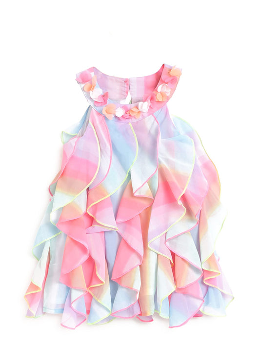 nauti nati Girl's Polyester Strapless Mini Dress (NN291-309CW2-18-24M_Multicolour