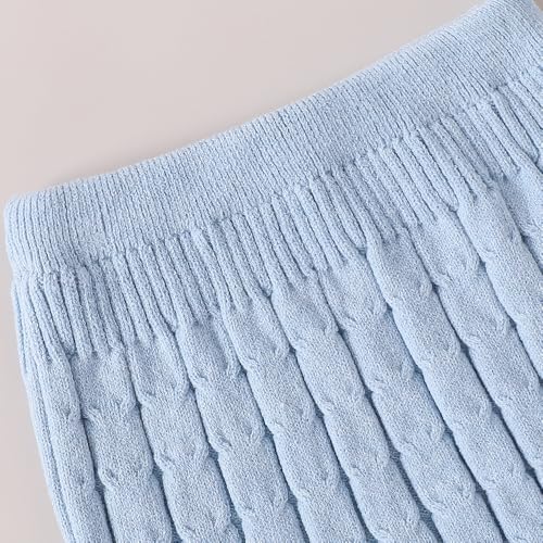 Hopscotch Girls Full Sleeves Blue 2-Pc Cable Knit Skirt Set (18-24 Months)