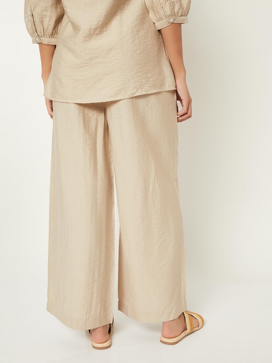 Max Women Solid Palazzo (Beige_M)