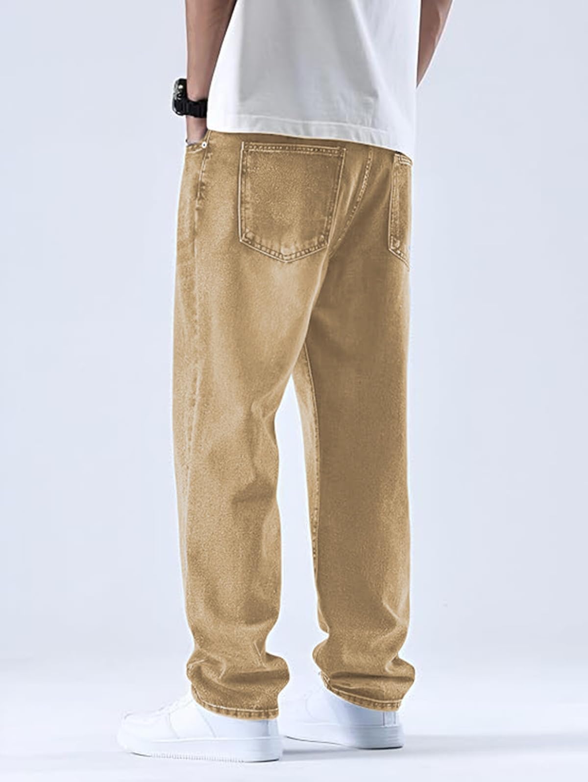 Ben Martin Khaki Men Jeans || Baggy Fit Jean's for Man || Loose Fit High Rise Denim || Stretchable Casual Wear Jean,s || Dance Rap Rapping Style Pant for Men || Denim Cotton Jeans 34 (2)