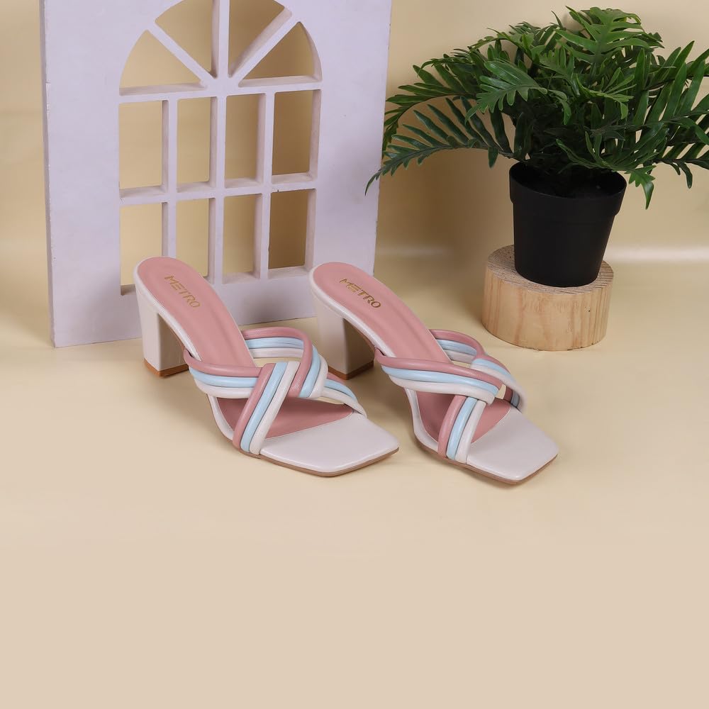 Metro Women Beige Block Heel Fashion Sandal UK/7 EU/40 (40-236)