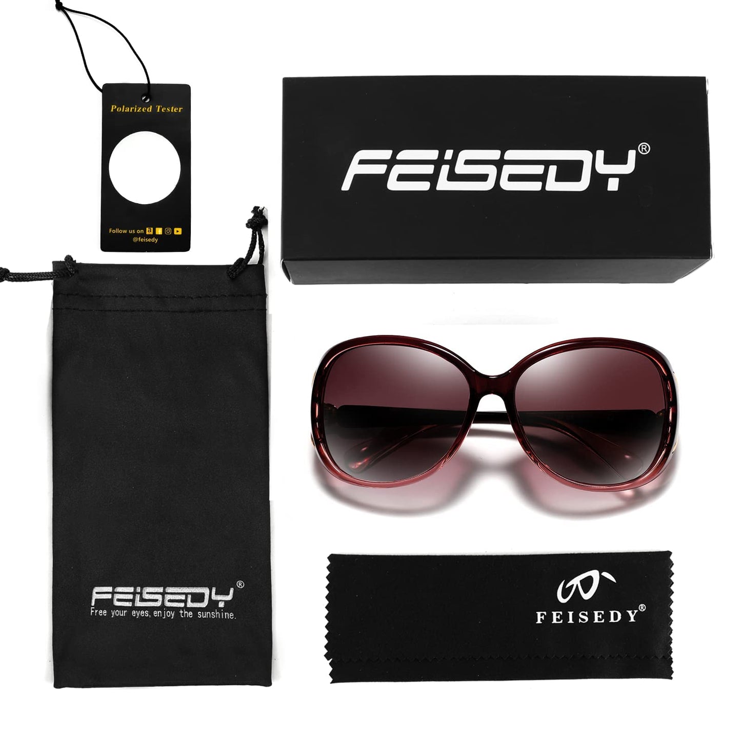 FEISEDY Classic Polarized UV Protection Sunglasses for Women Fashion Retro Sunglasses B2730