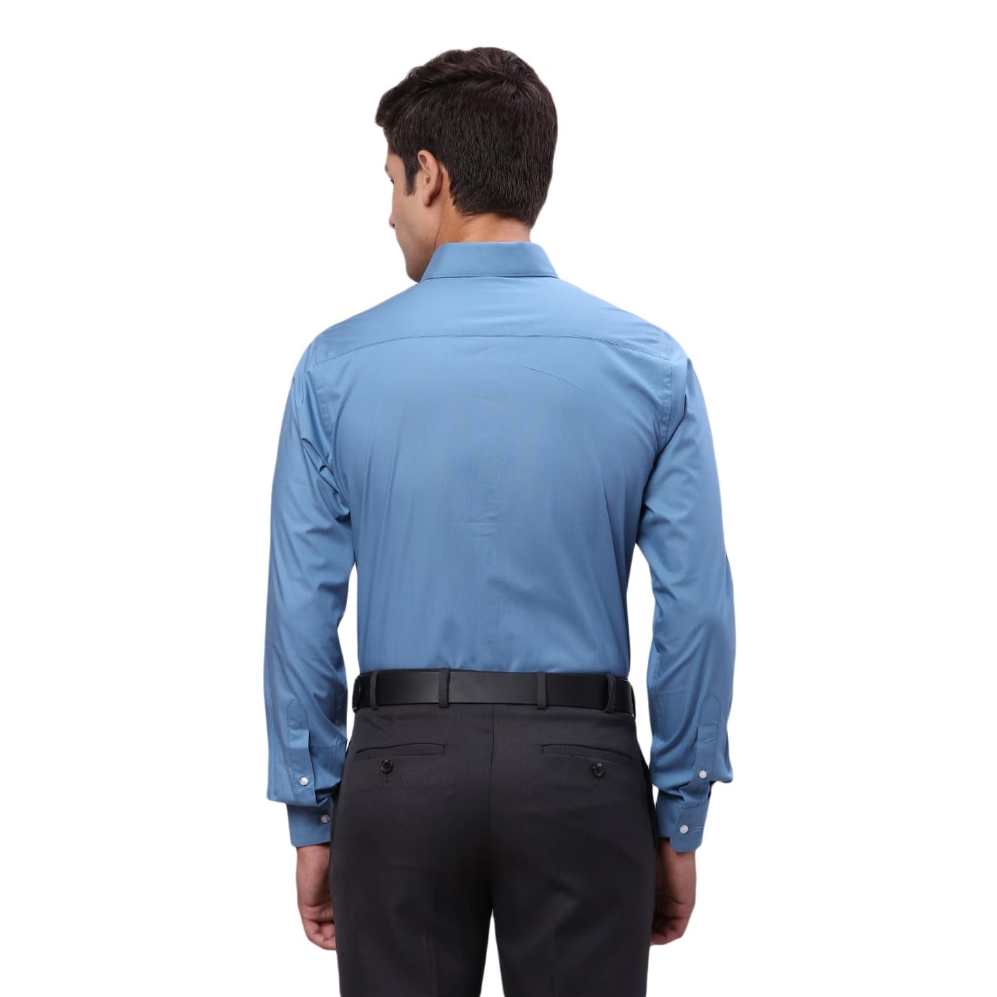Raymond Men's Slim Fit Solid Pattern Pure Cotton Semi Cut Away Collar Full Sleeve Formal Shirt (Size: 40)-RMSX12986-B4 Medium Blue