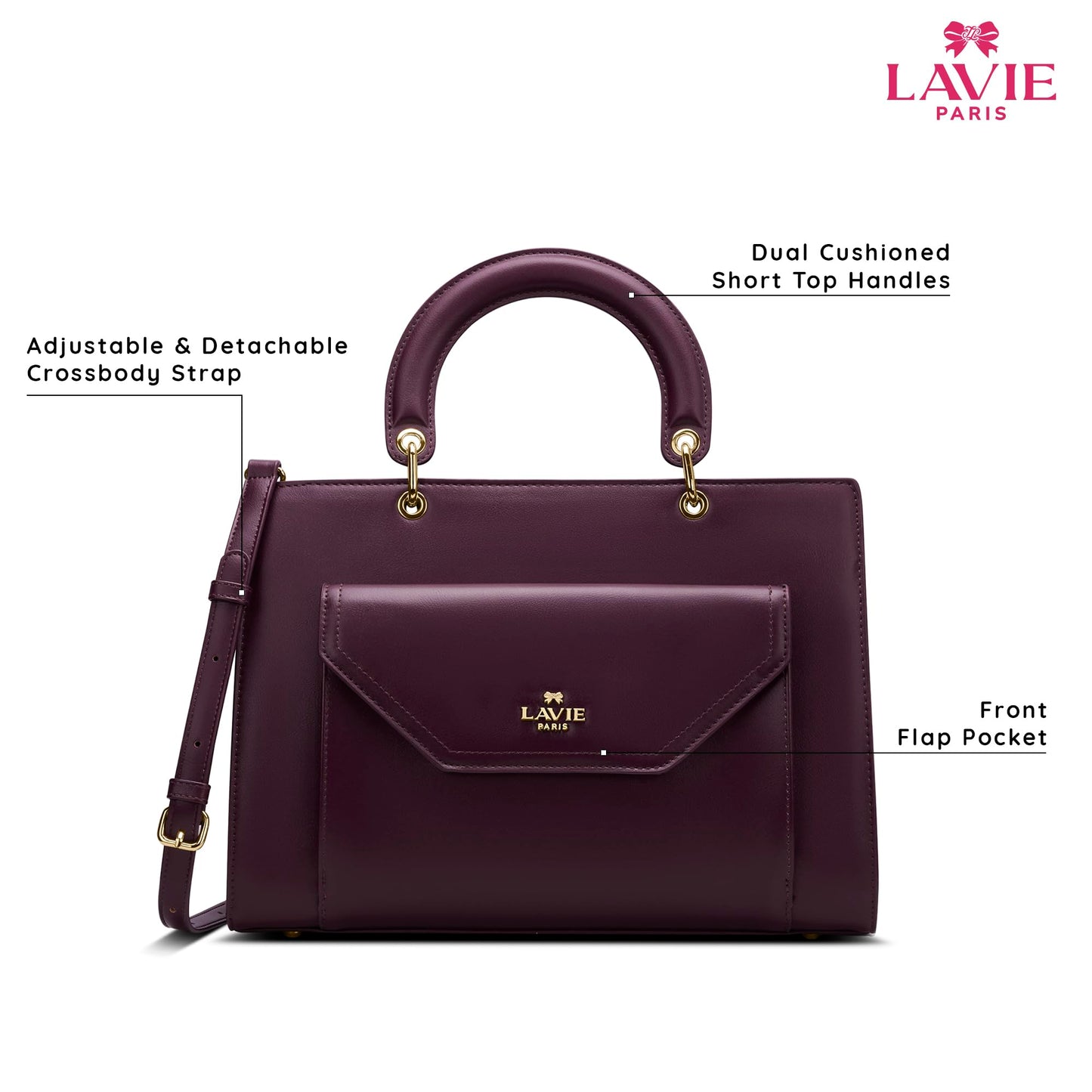 LAVIE PARIS Women's Pisa Box Satchel Bag | Satchel Handbag for Work | Ladies Purse | Stylish Shoulder Bag | Gift for Women