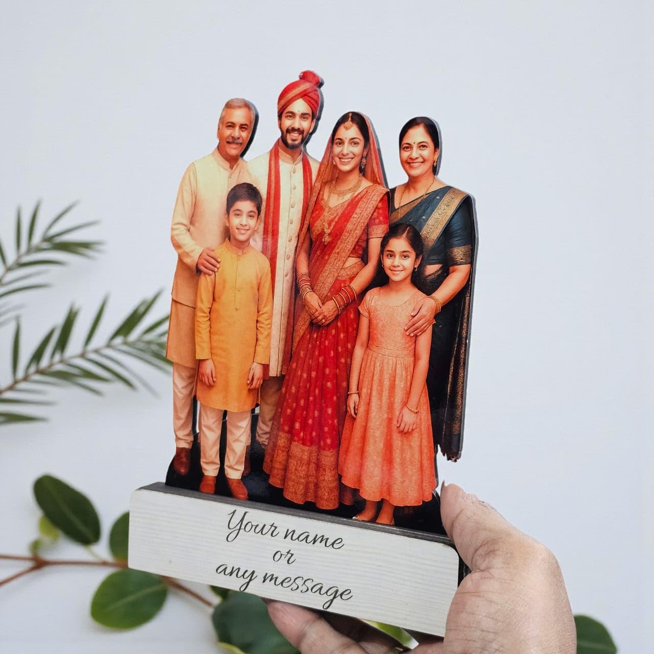 LACUM Personalized Wooden Cutout Photo Frame – Customized Picture Display with Name or Message on Heavy Base – Unique Gift for Special Occasions (Family)